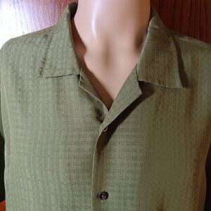 VIA EUROPA DRESS SHIRT -SHORT SLEEVE BUTTON DOWN - XXL - OLIVE GREEN